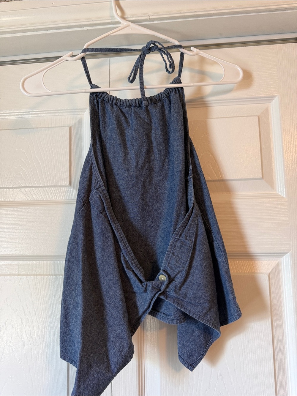 Abercrombie and Fitch Denim Halter Handkerchief Hem Tank Top - Slate Blue - Picture 2 of 3